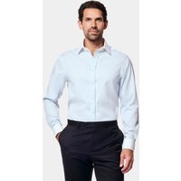 & Fitted Slim Twill Herringbone Stripe Non Iron Shirt Contrast Detail 16" collar 34" sleeve