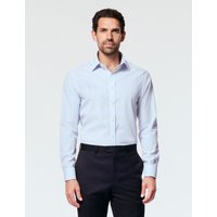 Hawes & Curtis Fitted Slim Blue & White Bi Stripe Non-Iron Shirt | Blue/White | Striped | Men's