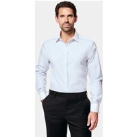 & Fitted Slim Blue & Fine Stripe Non Iron Shirt Contrast Detail 15" collar 35" sleeve