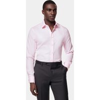 Hawes & Curtis Fitted Slim Pink & White Dogtooth Twill Non-Iron Shirt | Pink/White | Men's