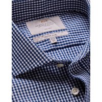 Hawes & Curtis Fitted Slim Navy & White Gingham Plaid Non-Iron Shirt | Navy/White | Men's
