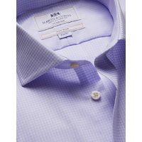 Hawes & Curtis Fitted Slim Lilac & White Mini Check Non-Iron Shirt | Lilac/White | Plaid | Men's