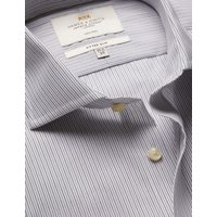 Hawes & Curtis Fitted Slim Charcoal & Grey Multi Stripe Non-Iron Shirt | Striped | Men's