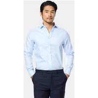 Hawes & Curtis Fitted Slim Blue & White Windowpane Check Non-Iron Shirt | Blue/White | Plaid | Men's