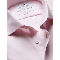 Hawes & Curtis Fitted Slim Pink & White Textured Weave Non-Iron Shirt | Pink/White | Plain | Men's
