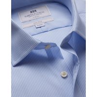 & Fitted Slim Blue & Stripe Non Iron Shirt 18" collar 37" sleeve