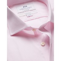 & Fitted Slim Pink & Stripe Non Iron Shirt 15.5" collar 34" sleeve
