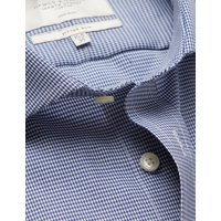 Hawes & Curtis Fitted Slim Navy & White Dogstooth Twill Non-Iron Shirt | Navy/White | Plaid | Men's