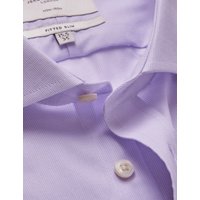 Hawes & Curtis Fitted Slim Lilac & White Fabric Interest Non-Iron Shirt | Lilac/White | Men's