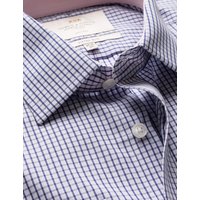 Hawes & Curtis Fitted Slim Navy & Blue Small Check Non-Iron Shirt | Contrast Detail | Navy/Blue | Plaid | Men's