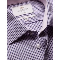 Hawes & Curtis Fitted Slim Navy & Pink Check Non-Iron Shirt | Contrast Detail | Navy/Pink | Plaid | Men's