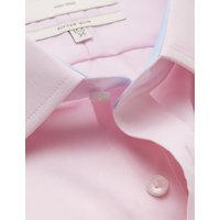 & Non Iron Twill Fitted Slim Shirt Contrast Detail 14.5" collar 33" sleeve