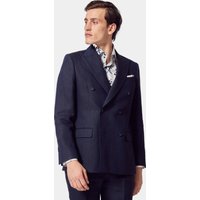 Hawes & Curtis Tailored Fit Navy Herringbone 1913 Linen Suit Jacket | Plain | Men's