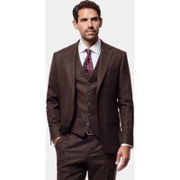 Hawes & Curtis Slim Fit Brown Herringbone 1913 Suit | Wool | Plain | Men's
