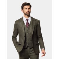 Hawes & Curtis Slim Fit Green Herringbone 1913 Suit | Wool | Plain | Men's