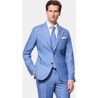 & Tailored Fit Denim Blue 1913 Linen Suit Jacket short