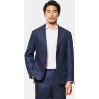 Hawes & Curtis Tailored Fit Navy Linen Suit Jacket | Plain | Men's