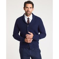 Hawes & Curtis Navy Pure Cashmere Shawl Collar Cardigan | Men's