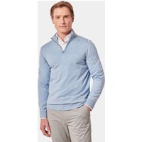 Hawes & Curtis Sky Blue Half Zip Sweater | Machine Washable | Merino Wool | Plain | Men's