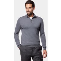Hawes & Curtis Grey Half Zip Sweater | Machine Washable | Merino Wool | Plain | Men's