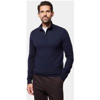 Hawes & Curtis Navy Half Zip Sweater | Machine Washable | Merino Wool | Plain | Men's