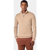 Hawes & Curtis Sand Half Zip Sweater | Machine Washable | Merino Wool | Plain | Men's