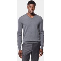 Hawes & Curtis Grey V-Neck Sweater | Machine Washable | Merino Wool | Plain | Men's