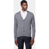 Hawes & Curtis Grey V-Neck Cardigan | Machine Washable | Merino Wool | Plain | Men's