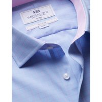 & Classic Fit & Pink Windowpane Check Non Iron Shirt 18" collar 38" sleeve
