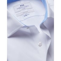 Hawes & Curtis Classic Fit White Twill Non-Iron Shirt | Contrast Detail | Chest Pocket | Plain | Men's