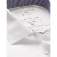 & Classic Fit Twill Non Iron Shirt Contrast Detail Chest Pocket 17.5" collar 34" sleeve