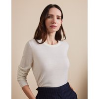 Hawes & Curtis Cream Crew Neck Sweater | Machine Washable | Merino Wool | Plain | Women's
