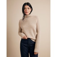 Hawes & Curtis Beige Roll Neck Sweater | Lambswool | Plain | Women's