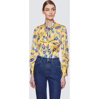 & & Purple Floral Print Pussy Bow Blouse