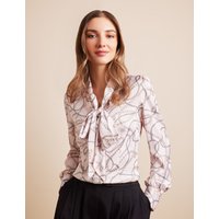 & & Grey Chains Pussybow Blouse