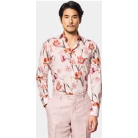 Hawes & Curtis Slim Fit Pink & Green Floral Cotton Poplin Curtis Shirt | Pink/Green | Men's