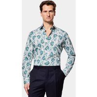 & Slim Fit & Green Paisley Diamond Weave Shirt Long