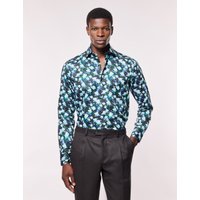 & Slim Fit & White Lily Floral Shirt