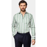 Hawes & Curtis Slim Fit Green & White Bengal Stripe Cotton Poplin Curtis Shirt | Green/White | Striped | Men's