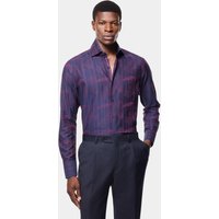 & Slim Fit & Burgundy Leafy Stripe Jacquard Shirt