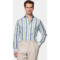 & Slim Fit & Green Stripe Shirt