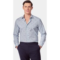 Hawes & Curtis Slim Fit Blue & White Ditsy Floral Cotton Poplin Curtis Shirt | Blue/White | Men's