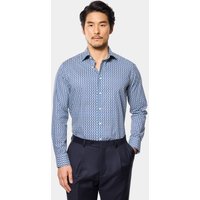 & Slim Fit Navy & Small Geo Shirt Long
