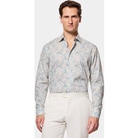 & Slim Fit & Blue Paisley Shirt