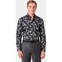& Slim Fit & White Floral Shirt