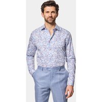 & Slim Fit & Blue Floral Diamond Weave Shirt