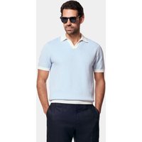 & Blue & Premium Rib Knitted Polo Shirt