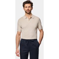 Hawes & Curtis Beige Tipped Piqué Polo Shirt | Cotton | Men's