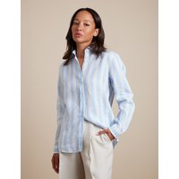 & Relaxed Fit Blue & Stripe Linen Shirt