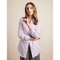 & Semi Fitted & Burdundy Stripe Shirt